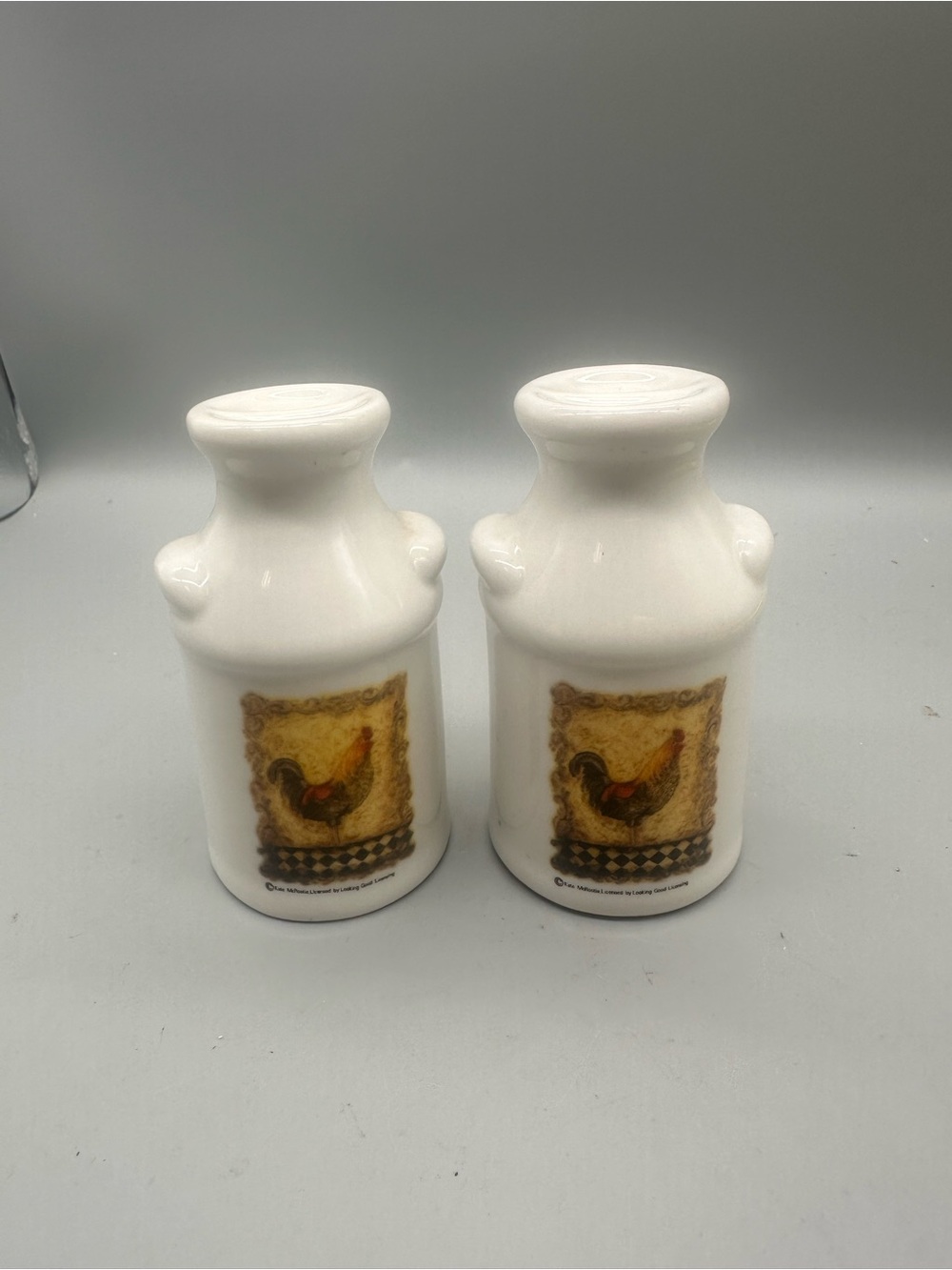 White Ceramic Rooster Salt & Pepper Shaker Set - Classic Farmhouse